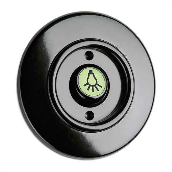 Round Bakelite Light Switch - Glow-in-the-Dark Rocker Button