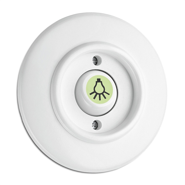 Round Duroplast Light Switch - Glow-in-the-Dark Rocker Button with Light Symbol
