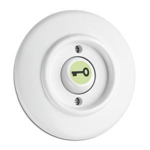 Round Duroplast Light Switch - Glow-in-the-Dark Rocker Button with Key Symbol