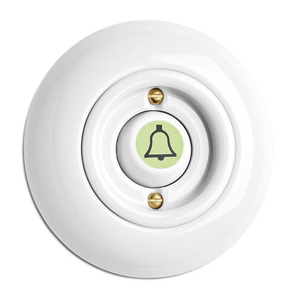 Switch round porcelain - Rocker glow-in-the-dark button door bell
