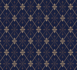 Lim & Handtryck Tapet - Skogshyddan mörkblå/guld - gammaldags inredning - retro - klassisk stil