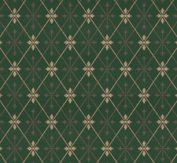 Lim & Handtryck Tapet - Skogshyddan mörkgrønn/gull - arvestykke - gammeldags dekor - klassisk stil - retro - sekelskifte