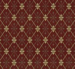 Lim & Handtryck Tapet - Skogshyddan rød/gull - arvestykke - gammeldags dekor - klassisk stil - retro - sekelskifte