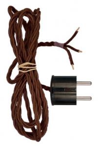 Textile cabel for wall mount with pull switch (Brown/2m)