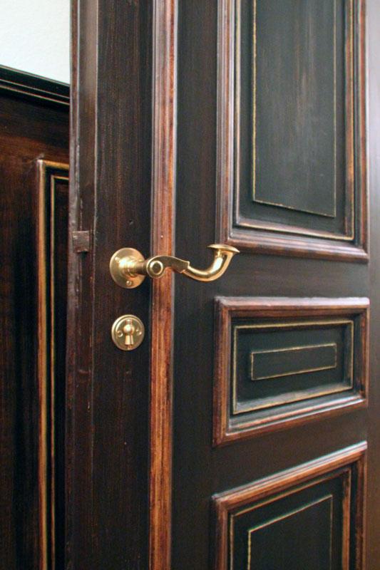 Dørtrykk dørhåndtak Sekelskifte posthorn - arvestykke - gammeldags dekor - klassisk stil - retro - sekelskifte