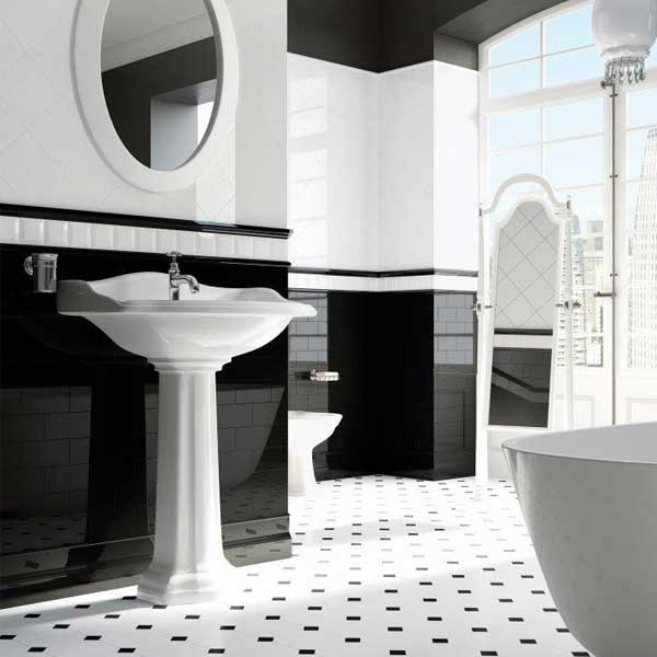 Inspiration - Svart-vitt badrum Art Deco - sekelskifte - gammaldags inredning - retro - klassisk stil