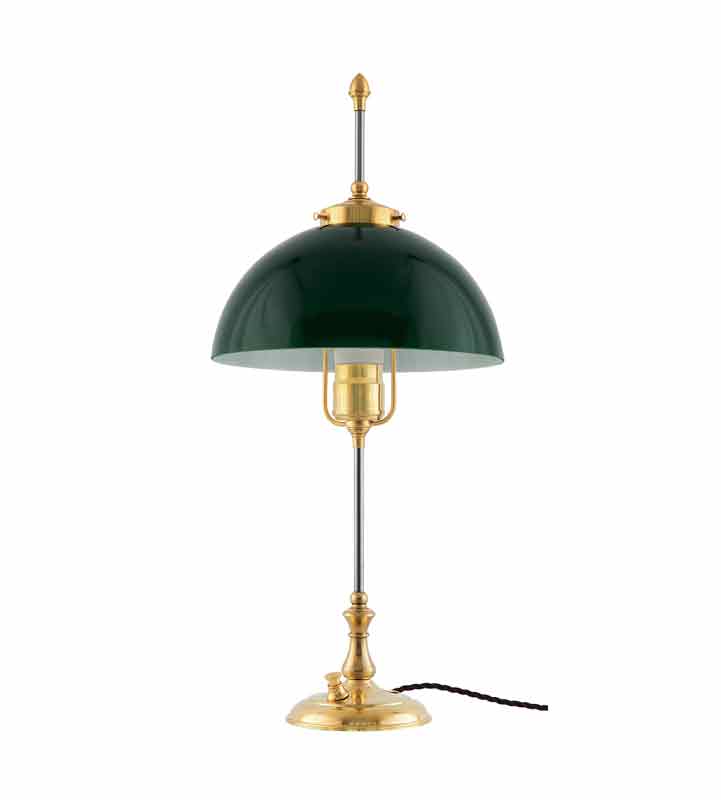Charmerende sæt godtgørelse Swedenborg bordlampe i messing med grøn skærm - Sekelskifte