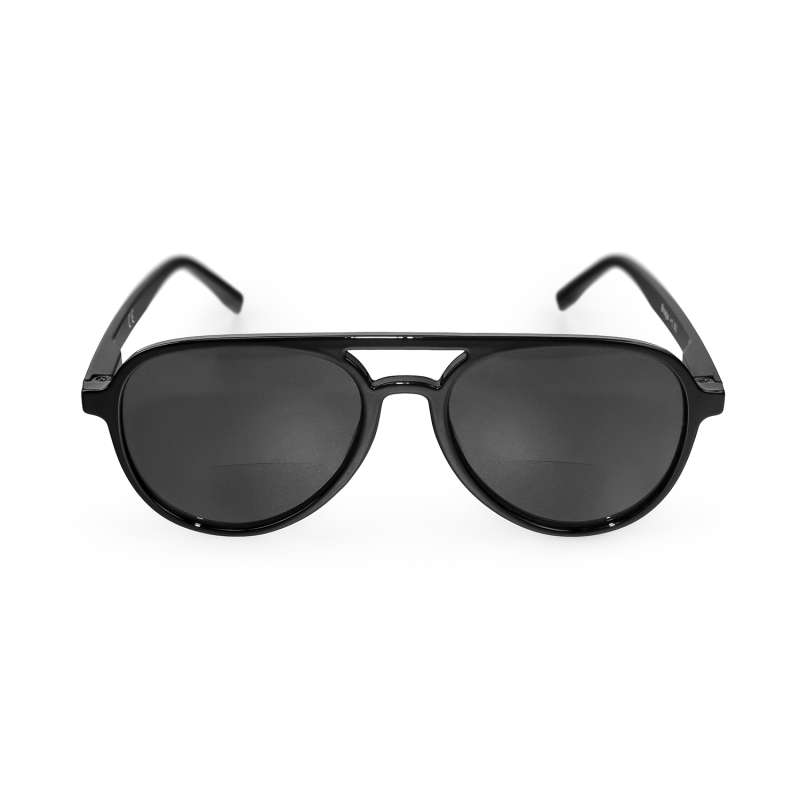 Braga - Svarta läsglasögon i modern retro stil med solskydd