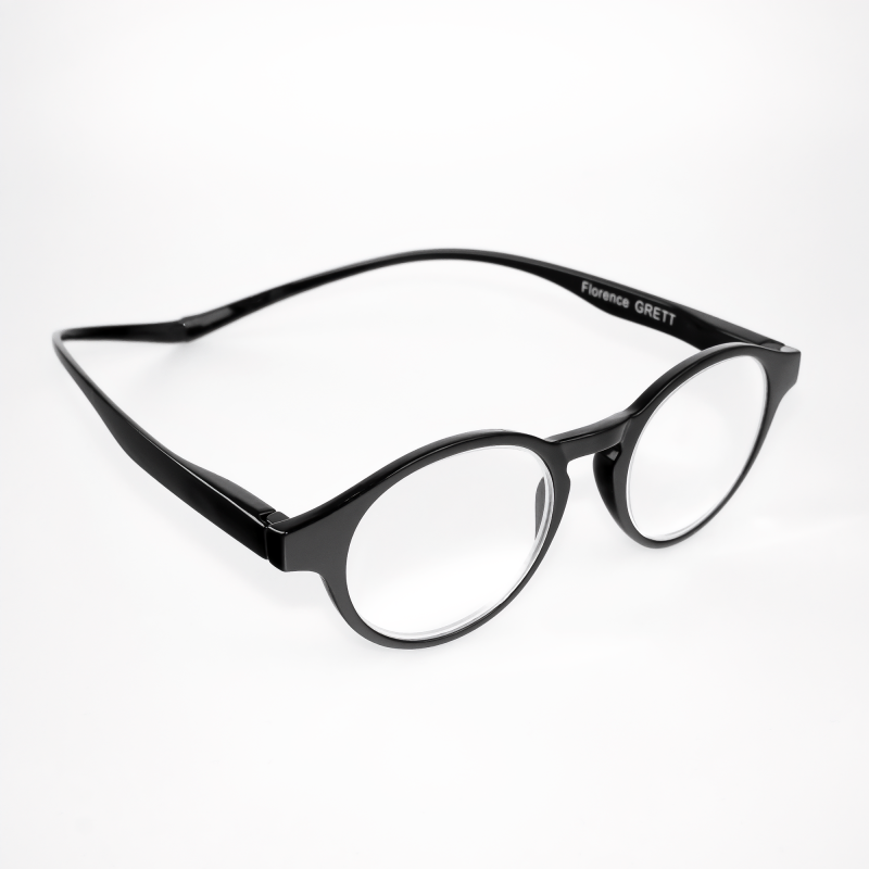Florence - trendiga läsglasögon i svart med långa skalmar