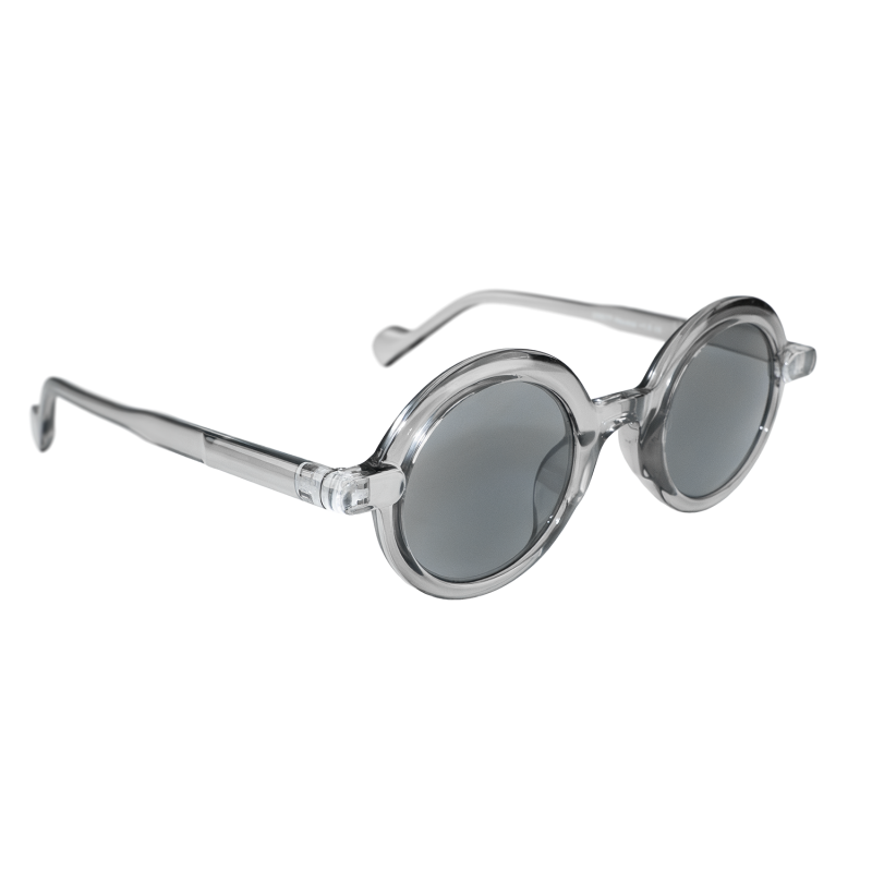 Havana - Stilrena grå runda läsglasögon med solskydd