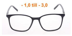Milford - svarta blanka läsglasögon (Minusstyrka)