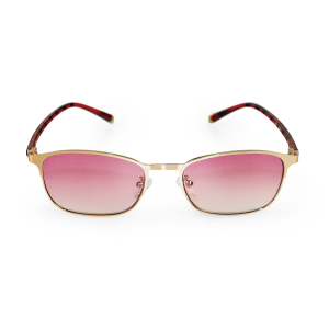 Marbella - Eleganta rosa lässolglasögon med skalmar i guld och röd/rosa mönster