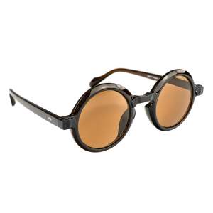 Nagua - Stilrena bruna runda läsglasögon med solskydd