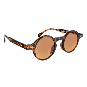 Tobago - Stilrena sköldpaddsmönstrade runda läsglasögon med solskydd