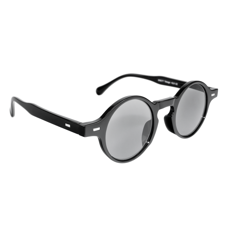 Tobago - Stilrena svarta runda läsglasögon med solskydd