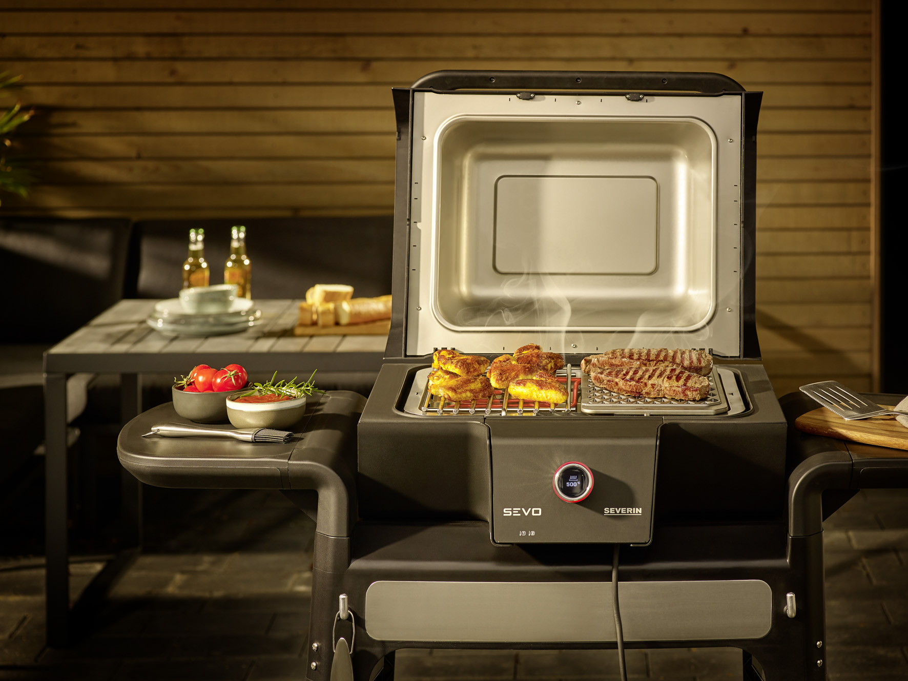 SEVERIN SEVO Plancha Plate, Cast Iron Grill Plate for Burgers, Seafood or Grill Vegetables, Low Fat Grilling with Burger Grill for SEVO PG 8106/8107/8138/8139, ZB 8181