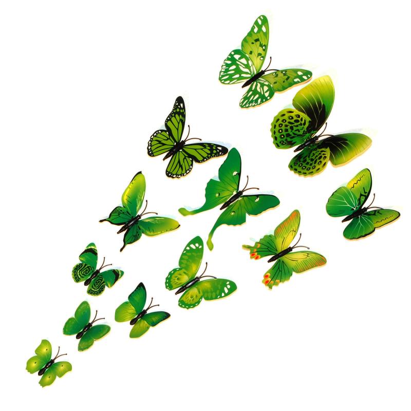 Dekorativa gröna fjärilar i PVC med magnet
