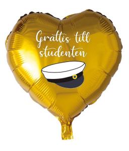 Folieballong hjärta student guld