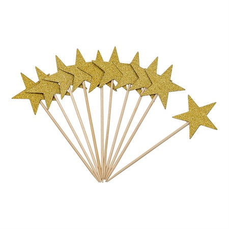 Toothpicks glitter stars 10-pack guld