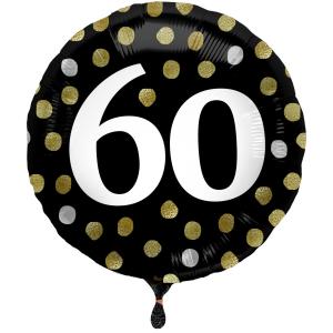 Folieballong svart/guld 45cm 60år