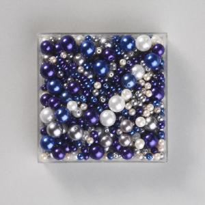 Pärlmix glas blå/silver 130 g