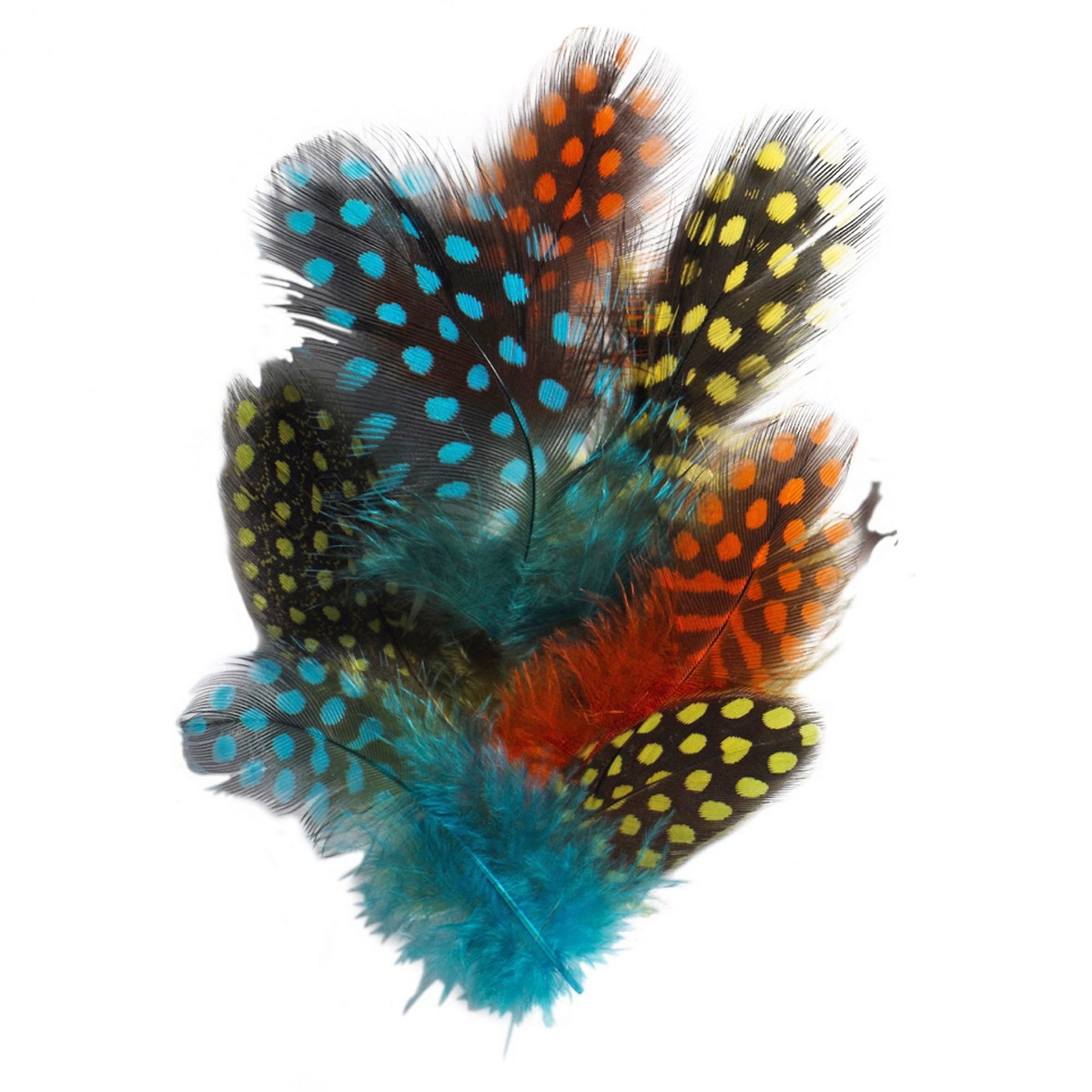 Pärlhönsfjäder 3-10 cm färgmix