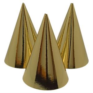 Partyhatt metallic guld 6-pack