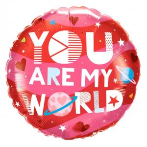 Folieballong you are my world 46cm