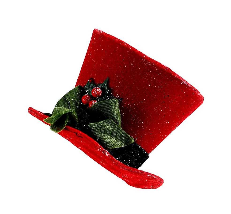 Juldekoration röd hatt 15 cm