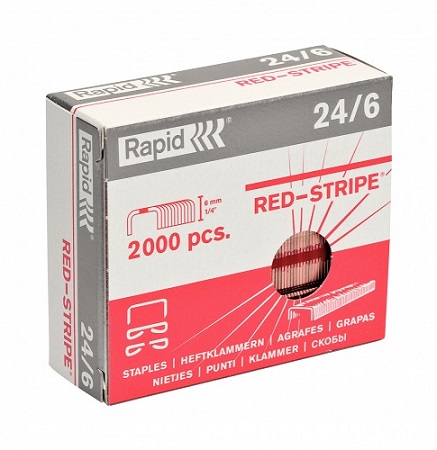Häftklammer 24/6 2000-pack red breakable line