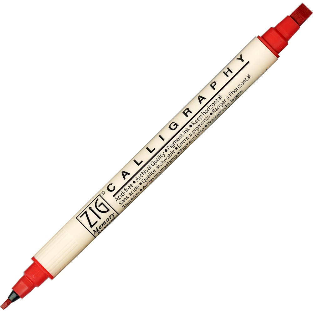 Zig kalligrafipenna  2 & 5mm vattenfast röd