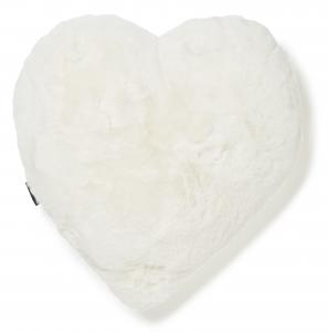 Fluffy heart cushion - Ivory