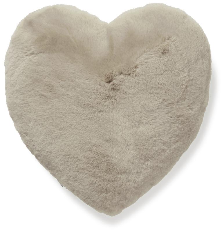 Fluffy heart cushion - Nougat