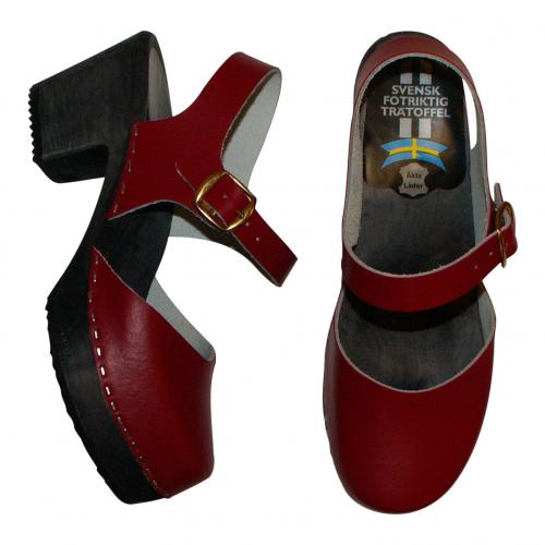 Träskor Åsa röd svart