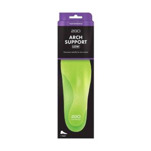 2GO Arch Support Low skosula för lågt fotvalv, produktkartong och förpackning sedd framifrån.
