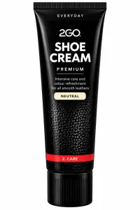 2GO Shoe Cream Premium Neutral, färglös skokräm för intensiv vård och uppfräschning av släta läderskor.