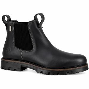 Profilbild av Axelda Treviso WP, en klassisk svart chelsea boot för herrar i skinn med grov gummisula, dubbla dragöglor och svarta resårpaneler.