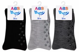 Be Snazzy halkfria strumpor med ABS-halkskydd i tre färger: svart, ljusgrå och mörkgrå. Storlek 39–41.