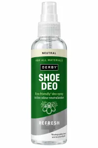 Derby Shoe Deo skodeodorant som neutraliserar dålig lukt och fräschar upp skor. Miljövänlig spray för alla material.
