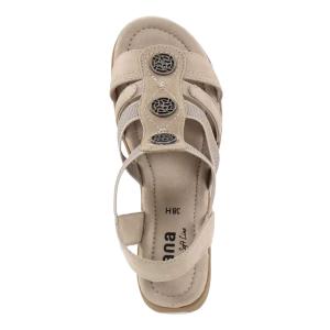 Jana sandal vegan i beige med normal passform och mjuk fotbädd, ovanifrån.