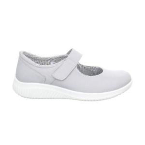 Ljusgrå damkomfortsko Jomos Allegra D 2020 i färgen Cloud (844) med extra bred K-läst, ställbart kardborreband samt vit PUR Aircomfort-sula.