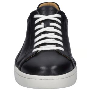 Josef Seibel Cleve 02 herrsneakers i svart läder med klassisk vit snörning och rundad tå, frontvy.