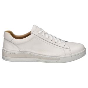 Josef Seibel Cleve 02 herrsneakers i vitt läder med klassisk snörning och vit sula, profilvy.