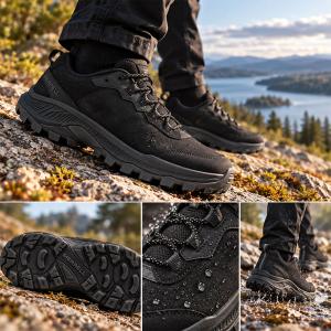 • Robust vandringssko i premiumskinn på fot från MERRELL Speed Strike 2 Leather, där miljöbilden visar skons atletiska passform, dämpade hälparti och grova yttersula anpassad för optimal stabilitet och grepp i ojämn terräng.