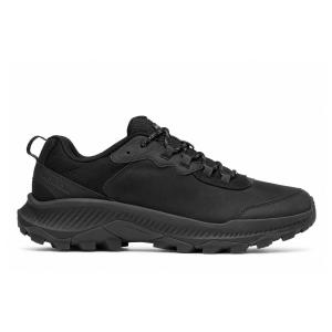 • Sportig och robust vandringssko i premiumskinn från MERRELL Speed Strike 2 Leather, där profilbilden i helsvart visar skons slitstarka ovandel i fullnarvsläder och den stabila, dämpade EVA-mellansulan anpassad för maximal terräng- och vardagskomfort.