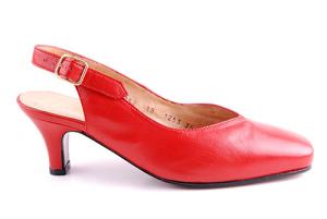 Slingback röd Lädersula