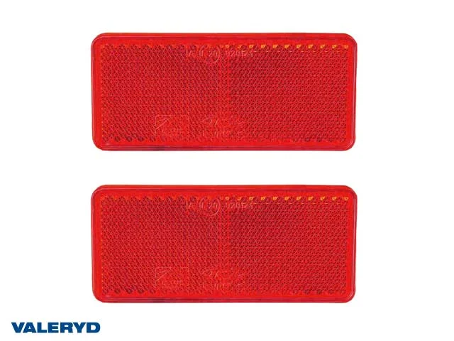 Rektangulär reflex 90x40mm Röd självhäftande (2-pack)