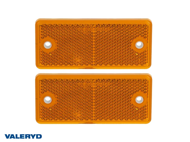 Rektangulär reflex 90x40 gul skruvhål (2-pack)