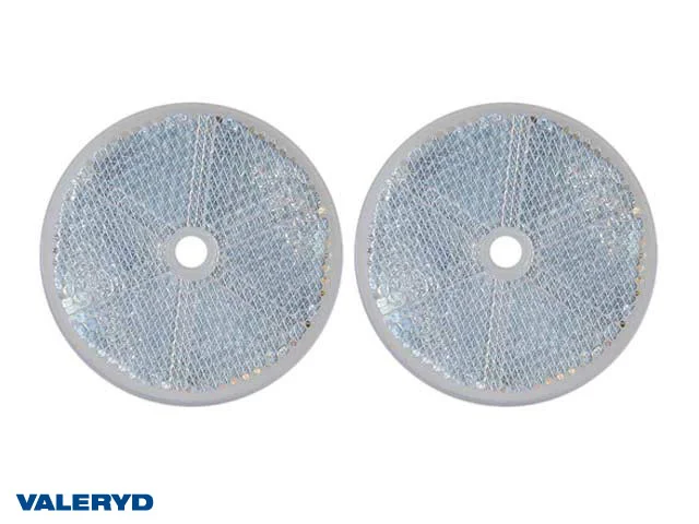 Rund reflex 60mm Vit självhäftande och skruvhål (2-pack)