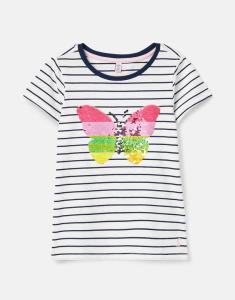 JOULES T-SHIRT BUTERFLY BLUE/WHITE